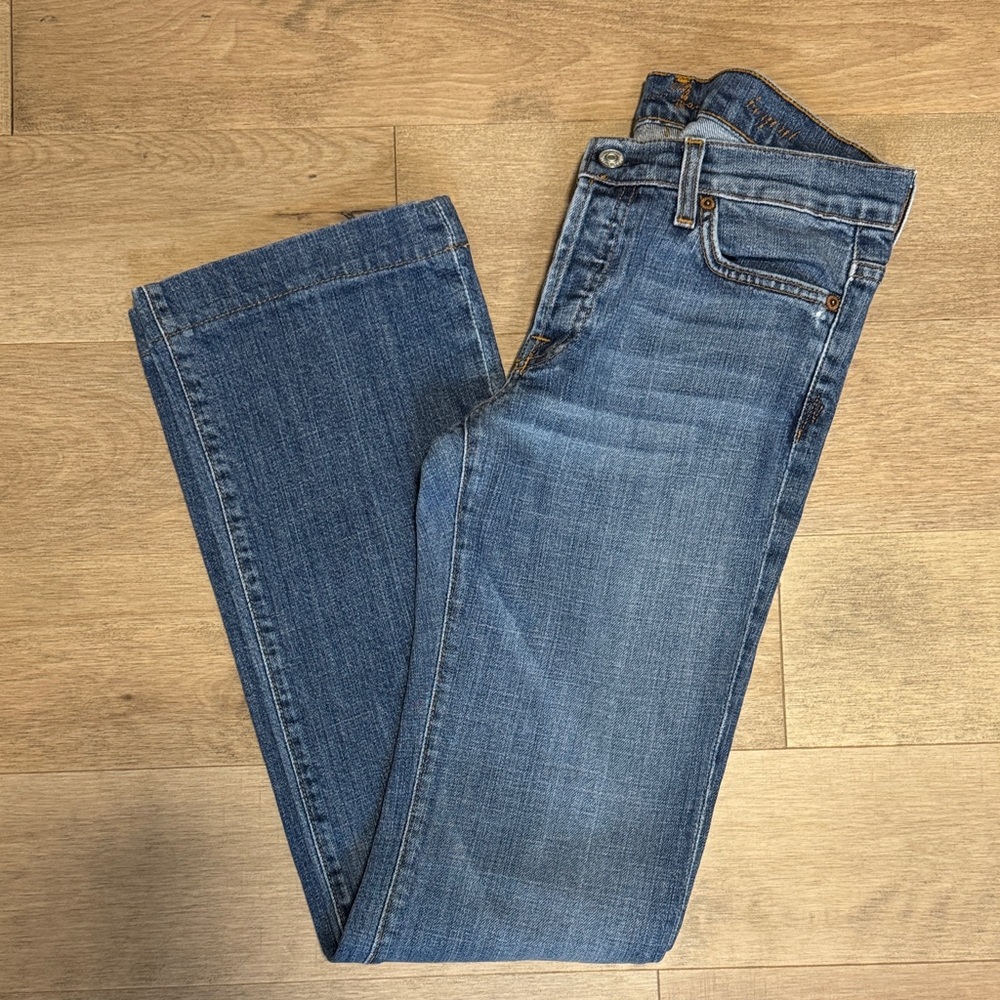 7 For All Mankind classic blue denim straight leg jeans. - Picture 3 of 15